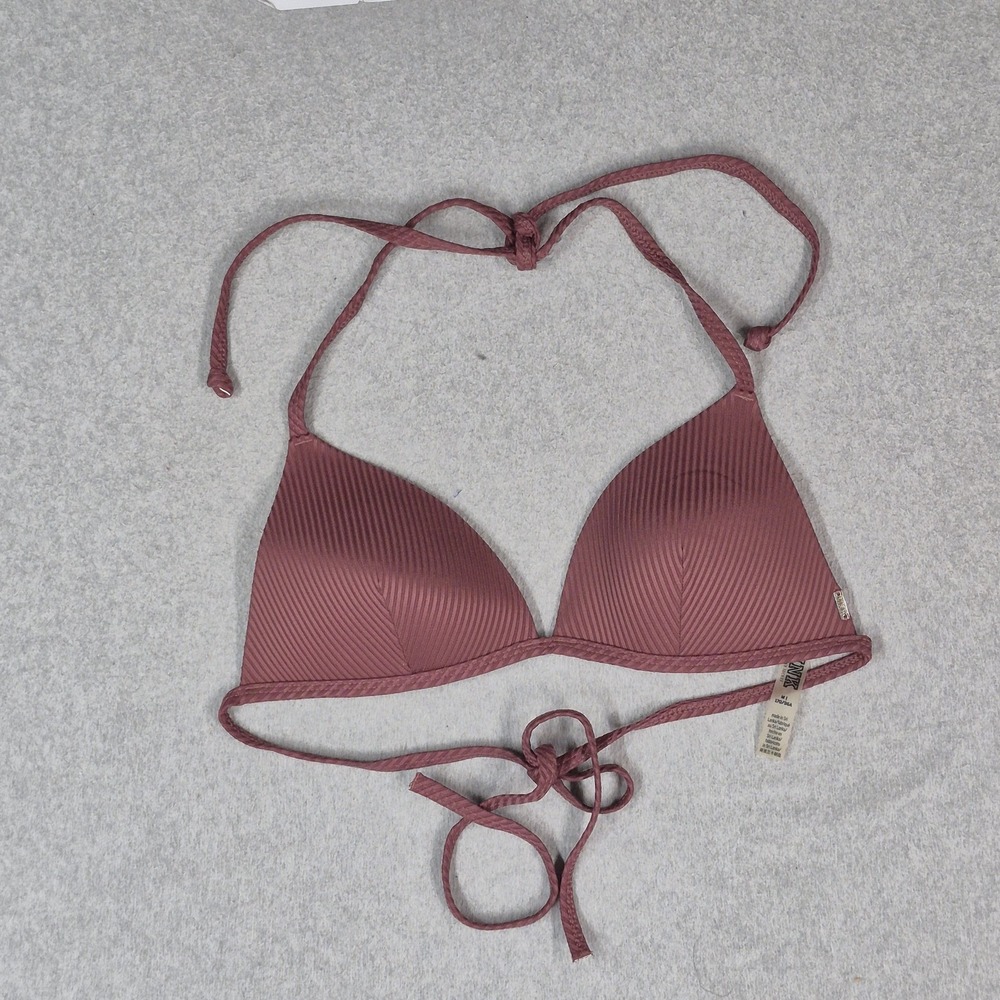 Victoria's Secret PINK Women Bra Medium Mauve Geometric Wireless Halter Padded